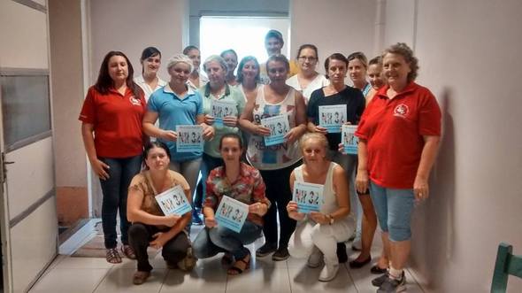 Dirigentes sindicais e trabalhadores da saúde no Hospital Padre João Berthier, em São Carlos. Foto: Sitessch